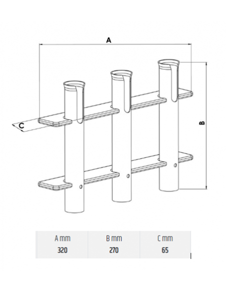 Portacañas de Pared para Barco - 3 cañas